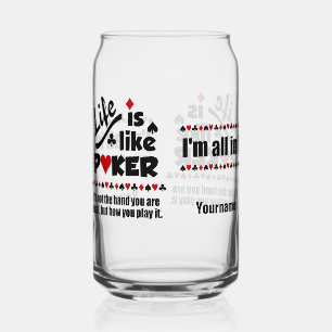 Aangepaste naam LEVEN ZOALS POKER Blikvorm Glas