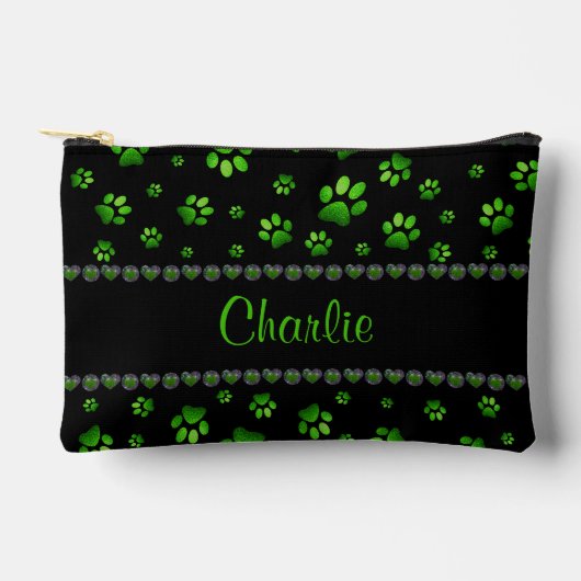 Aangepaste naam, levendig groene glitter hondenpot etui (Voorkant)