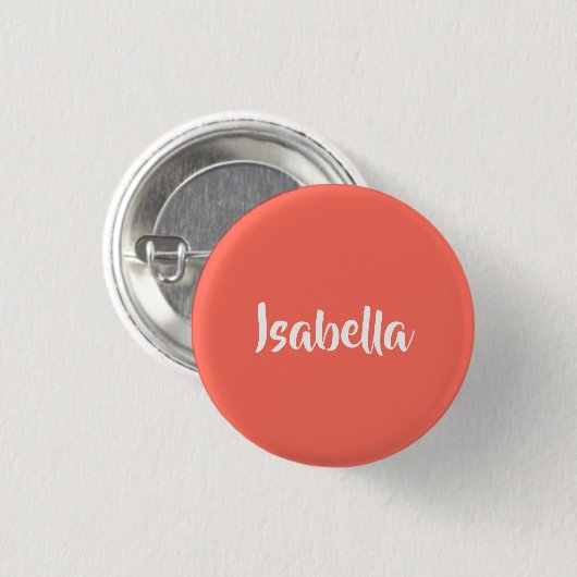 Aangepaste naam levendig levendig koraal minimalis ronde button 3,2 cm (Voorkant /achterkant)