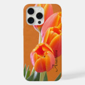 Aangepaste naam Levendige Oranje Tulp Flowers Foto iPhone Hoesje (Achterkant)