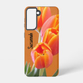 Aangepaste naam Levendige Oranje Tulp Flowers Foto Samsung Galaxy Hoesje (Achterkant)