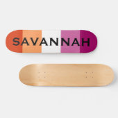 Aangepaste naam LGBTQ Rainbow Lesbian Pride Flag Persoonlijk Skateboard (Horizontaal)