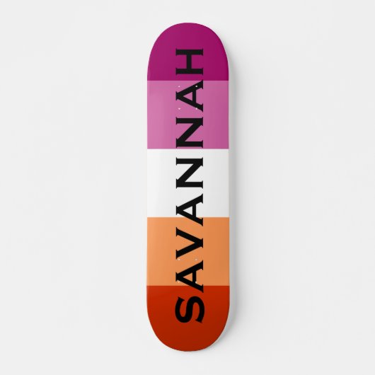 Aangepaste naam LGBTQ Rainbow Lesbian Pride Flag Persoonlijk Skateboard (Voorkant)