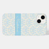 Aangepaste naam: licht blauw en crème Case-Mate iPhone case (Achterkant (horizontaal))