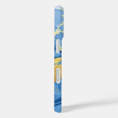 Aangepaste Naam Licht Blauw Marmer & Goud Case-Mate iPhone Case (Achterkant / Rechts)