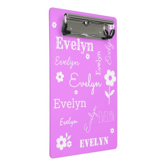Aangepaste naam Licht Paars en wit minikaart Mini Klembord (Schuin)