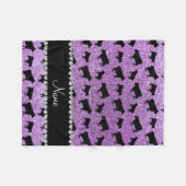 Aangepaste naam licht paarse glitter koeien fleece deken (Voorkant (Horizontaal))