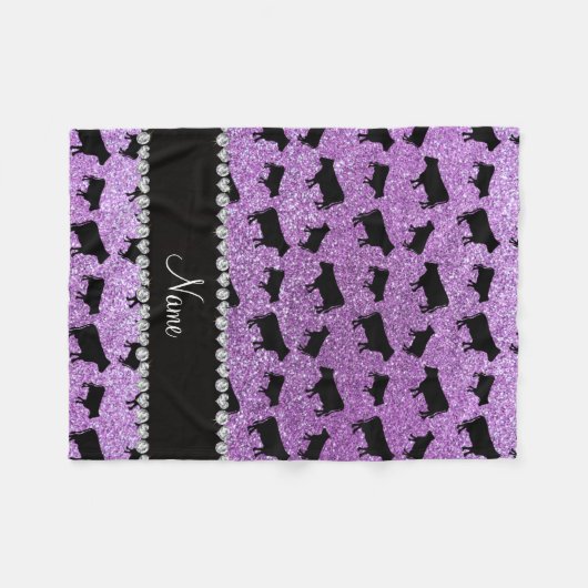 Aangepaste naam licht paarse glitter koeien fleece deken (Voorkant (Horizontaal))