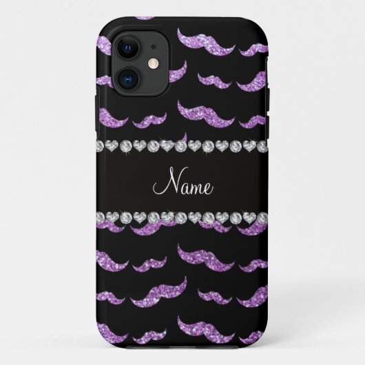 Aangepaste naam licht paarse glittersnor Case-Mate iPhone case (Achterkant)