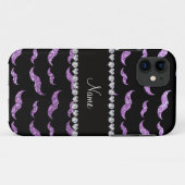 Aangepaste naam licht paarse glittersnor Case-Mate iPhone case (Achterkant (horizontaal))