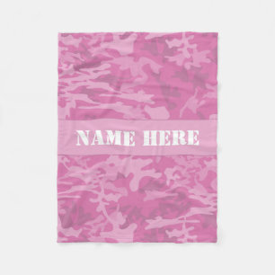 Aangepaste naam Licht Roze Camo Patroon Gooi Deken