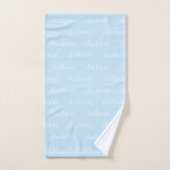 Aangepaste naam lichtblauw wit tekstpatroon bad handdoek (Handdoek)