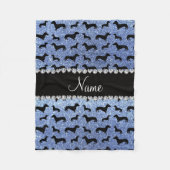 Aangepaste naam lichtblauwe glitter dachshunds fleece deken (Voorkant)