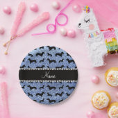 Aangepaste naam lichtblauwe glitter dachshunds papieren bordje (Feest)