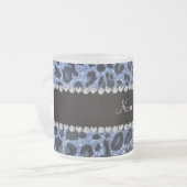 Aangepaste naam lichtblauwe glitter leopard print matglas koffiemok (Voorkant links)