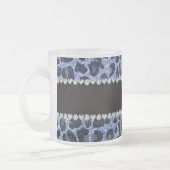 Aangepaste naam lichtblauwe glitter leopard print matglas koffiemok (Links)