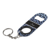 Aangepaste naam lichtblauwe glitter leopard print mini flessenopener (Voorkant Gekanteld)