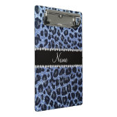 Aangepaste naam lichtblauwe glitter leopard print mini klembord (Schuin)