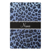 Aangepaste naam lichtblauwe glitter leopard print mini klembord (Achterkant)