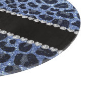 Aangepaste naam lichtblauwe glitter leopard print snijplank (Hoek)