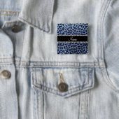 Aangepaste naam lichtblauwe glitter leopard print vierkante button 5,1 cm (In situ)