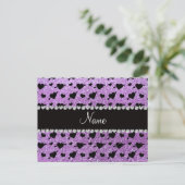 Aangepaste naam lichte paarse glitterharen briefkaart (Staand voorkant)