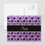 Aangepaste naam lichte paarse glitterharen briefkaart (Voorkant / Achterkant)