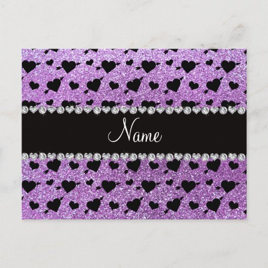 Aangepaste naam lichte paarse glitterharen briefkaart (Voorkant)