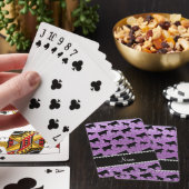 Aangepaste naam lichte paarse glitterkoeien pokerkaarten (Insitu)