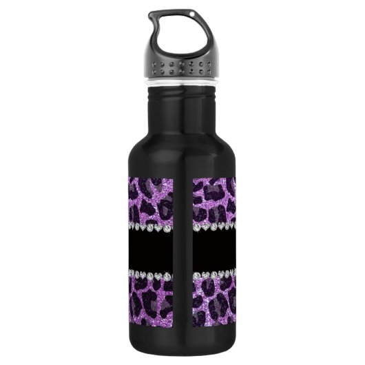 Aangepaste naam lichte paarse glittersplakafdruk waterfles  (Achterkant)