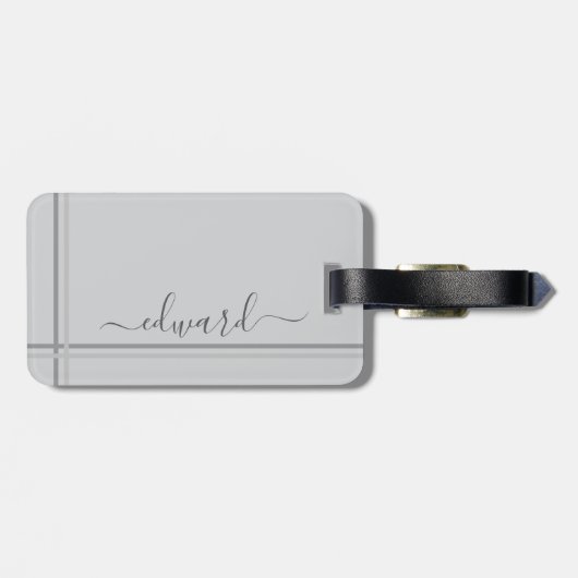 Aangepaste naam lichtgrijs bagagelabel (Achterkant horizontaal)