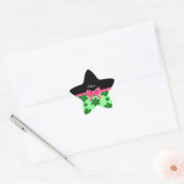 Aangepaste naam lichtgroene gliter bloemen roze bo ster sticker (Envelop)