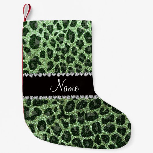 Aangepaste naam lichtgroene glittersplaat kleine kerstsok (Voorkant)