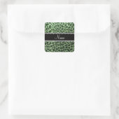 Aangepaste naam lichtgroene glittersplaat vierkante sticker (Tas)
