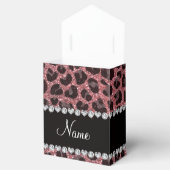 Aangepaste naam lichtroze glitter leopard print bedankdoosjes (Geopend)