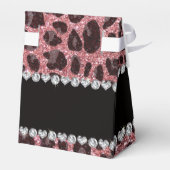 Aangepaste naam lichtroze glitter leopard print bedankdoosjes (Achterkant)