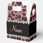 Aangepaste naam lichtroze glitter leopard print bedankdoosjes (Geopend)