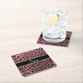 Aangepaste naam lichtroze glitter leopard print kartonnen onderzetters (Insitu)
