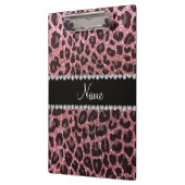 Aangepaste naam lichtroze glitter leopard print klembord (Links)