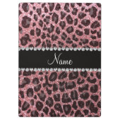 Aangepaste naam lichtroze glitter leopard print klembord (Achterkant)