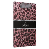 Aangepaste naam lichtroze glitter leopard print klembord (Rechts)