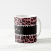 Aangepaste naam lichtroze glitter leopard print koffiemok (Voorkant rechts)