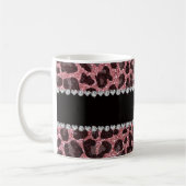 Aangepaste naam lichtroze glitter leopard print koffiemok (Links)