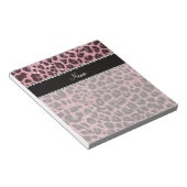 Aangepaste naam lichtroze glitter leopard print notitieblok (Schuin)