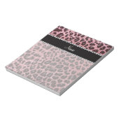 Aangepaste naam lichtroze glitter leopard print notitieblok (Linkerzijde)