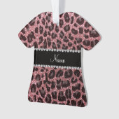 Aangepaste naam lichtroze glitter leopard print ornament (voorkant)
