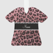 Aangepaste naam lichtroze glitter leopard print ornament (achterkant)