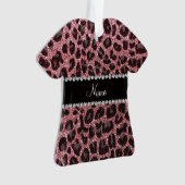 Aangepaste naam lichtroze glitter leopard print ornament (voorkant)