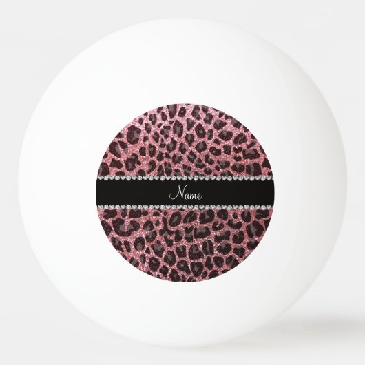 Aangepaste naam lichtroze glitter leopard print pingpongbal (Achterkant)