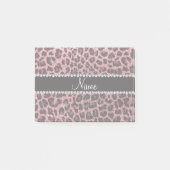 Aangepaste naam lichtroze glitter leopard print post-it® notes (Voorkant)